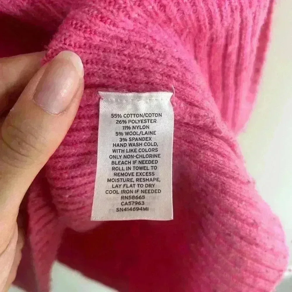 Something Navy pink crew neck soft cotton ribbed sweater size small